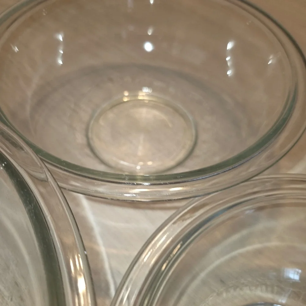 Vtg Pyrex Clear Glass Nesting Mixing Bowl Set 3 Piece 322 323 325 1L 1.5L 2.5L